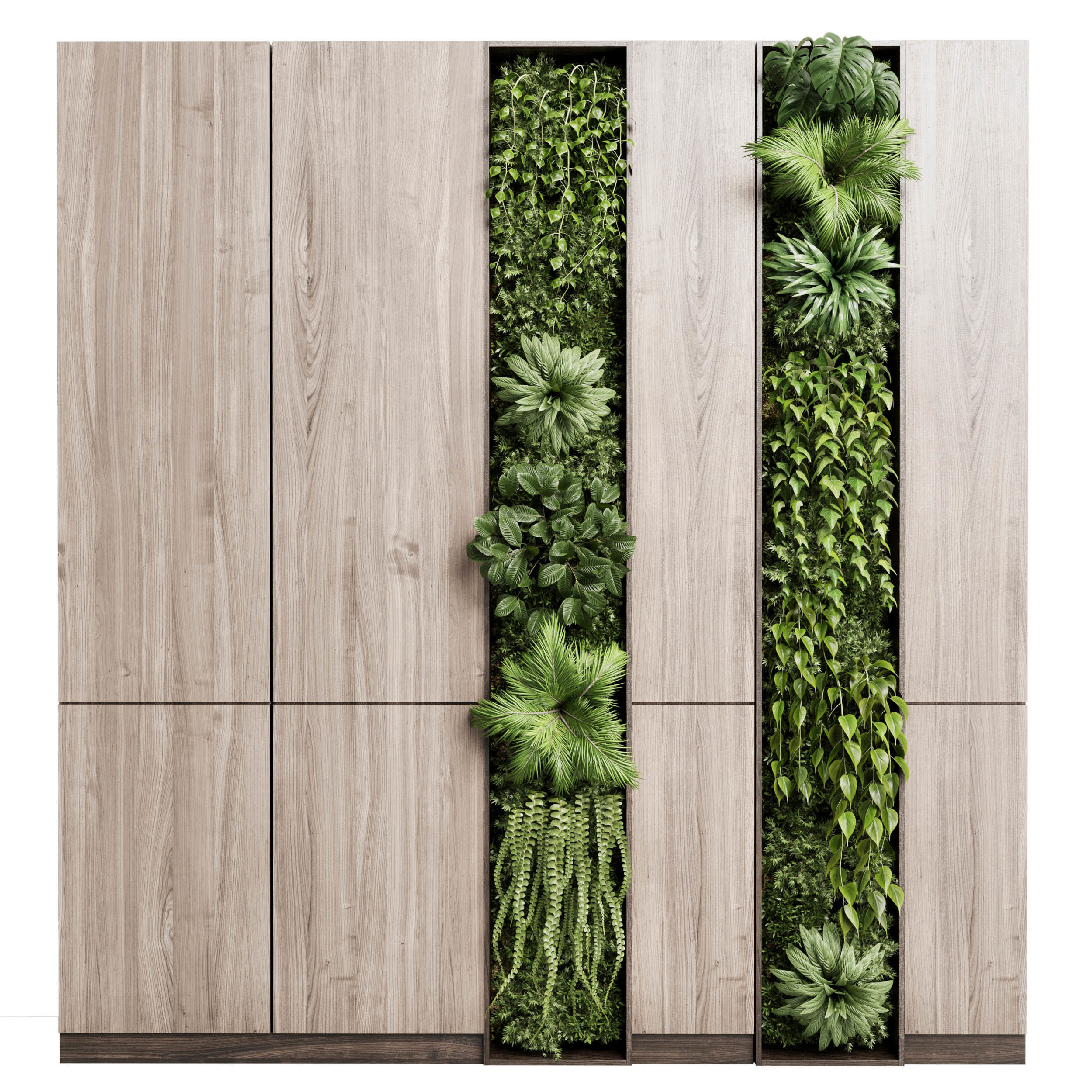 Vertical Wall Garden With wooden frame 3D model_1