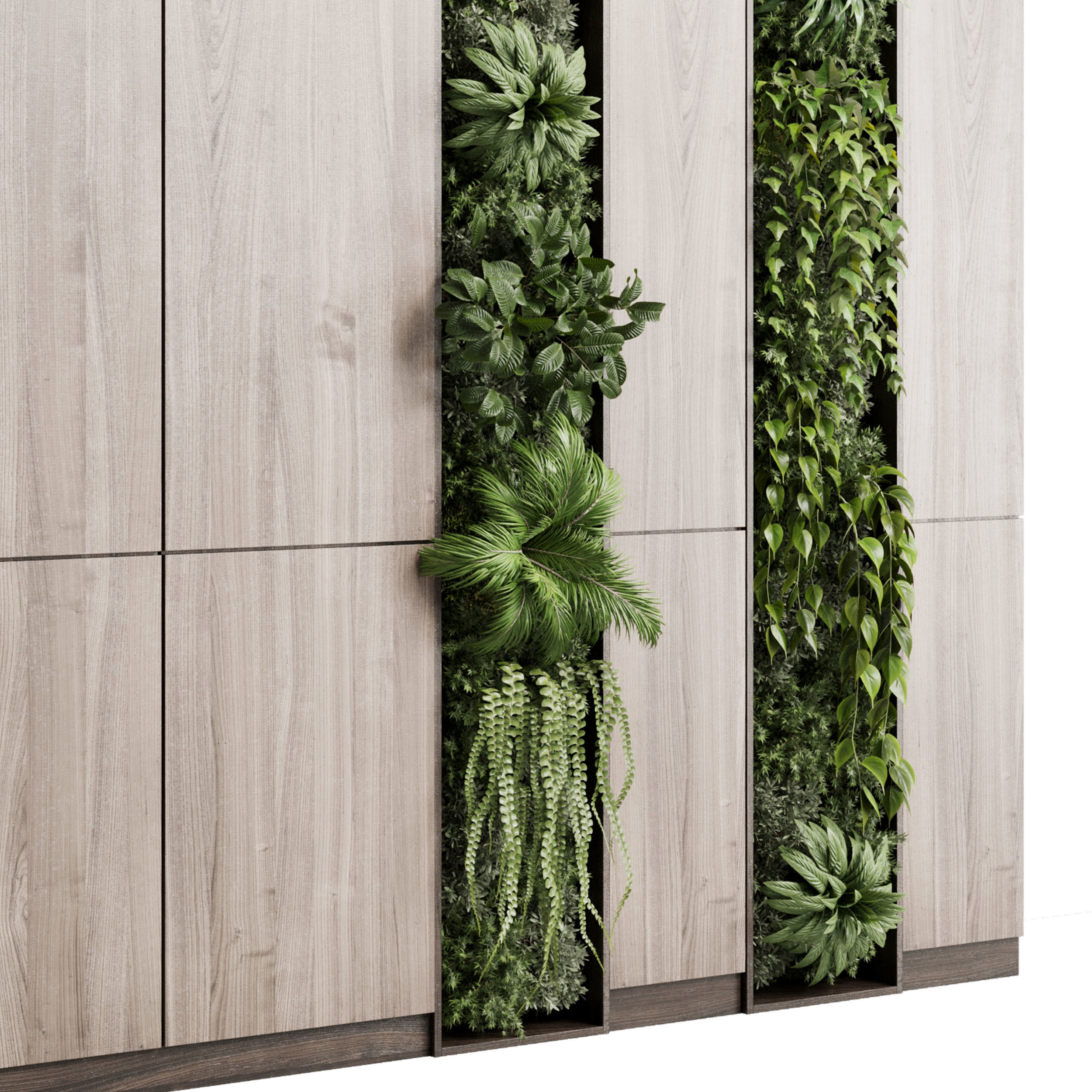 Vertical Wall Garden With wooden frame 3D model_3