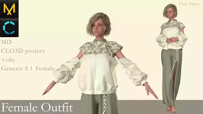 Female Outfit Marvelous Designer 3D model
