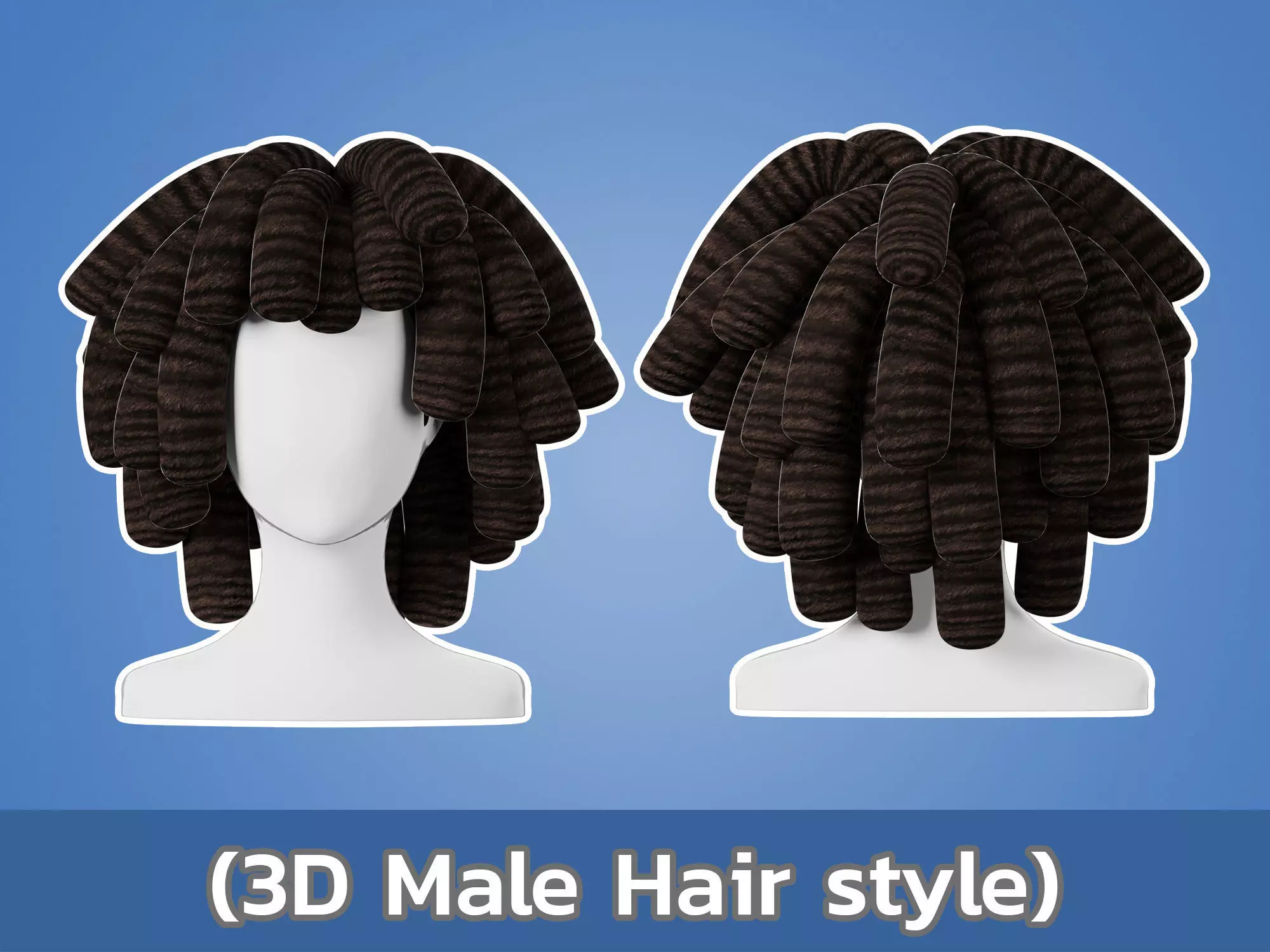 3D Anime hair male 004 Low-poly 3D model