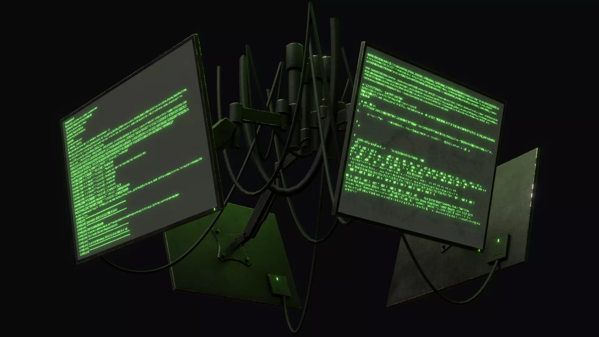 Cyberpunk screens Low-poly 3D model_0