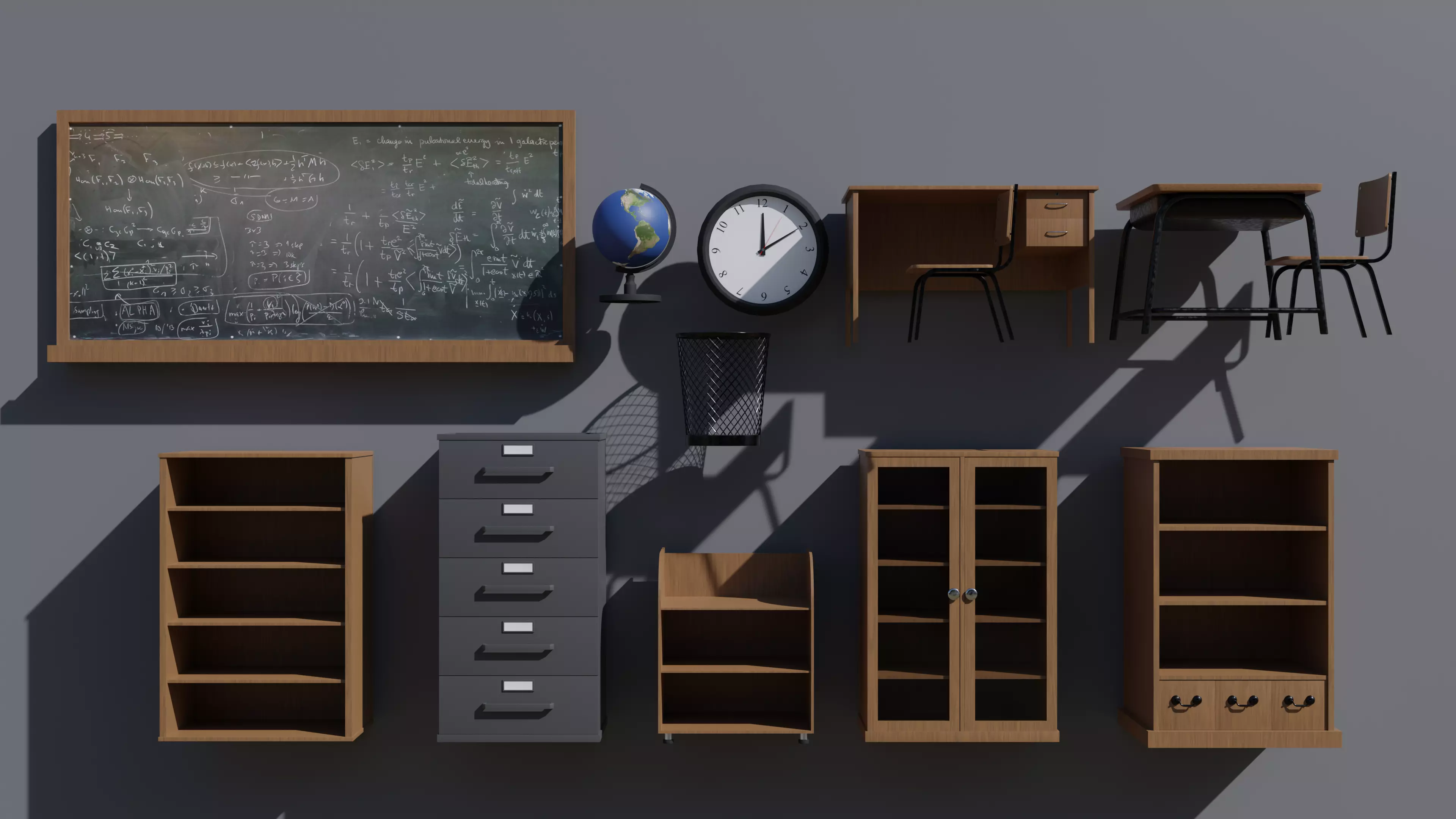 Classroom furniture set 3D model
