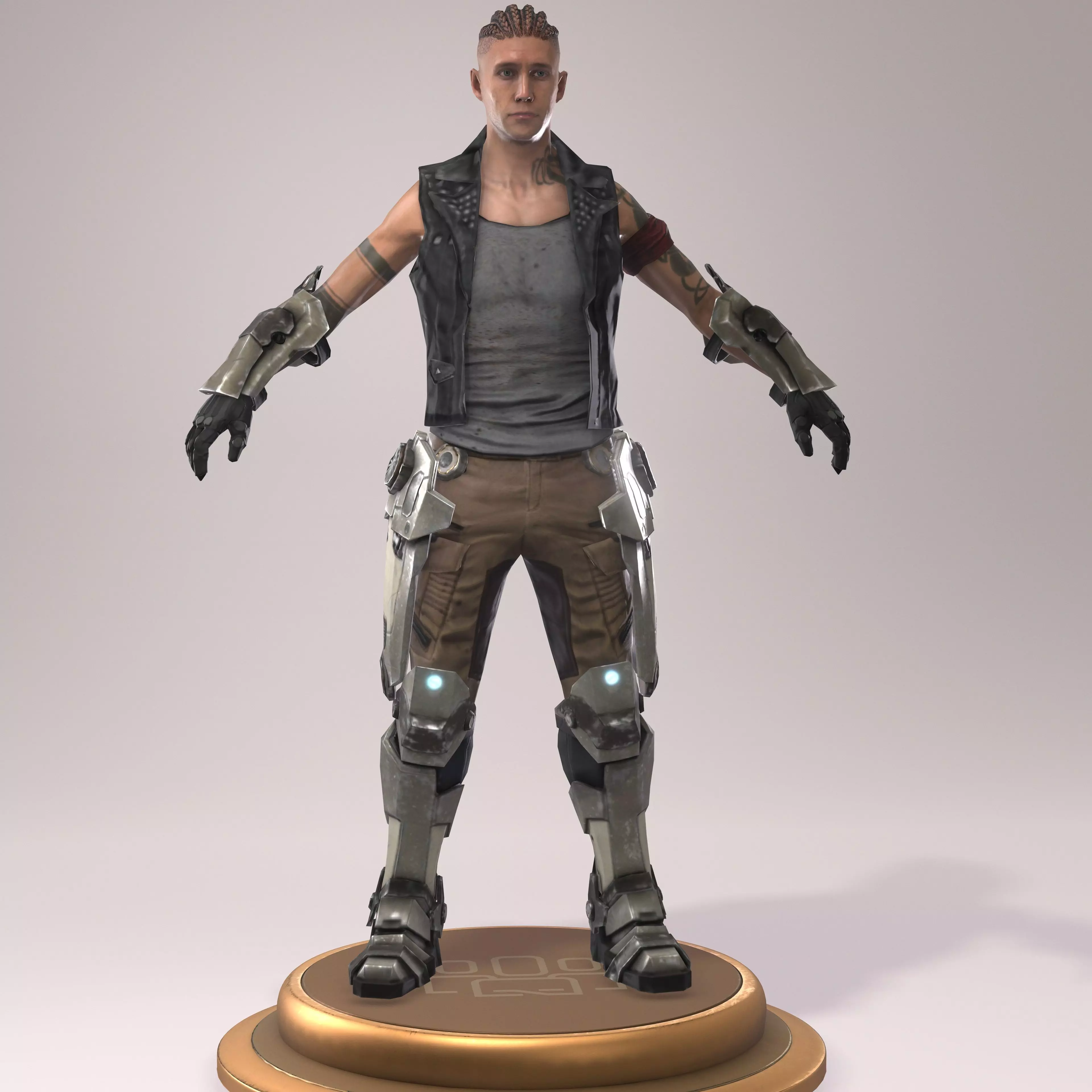 male1-6 man in armor Free 3D model_0