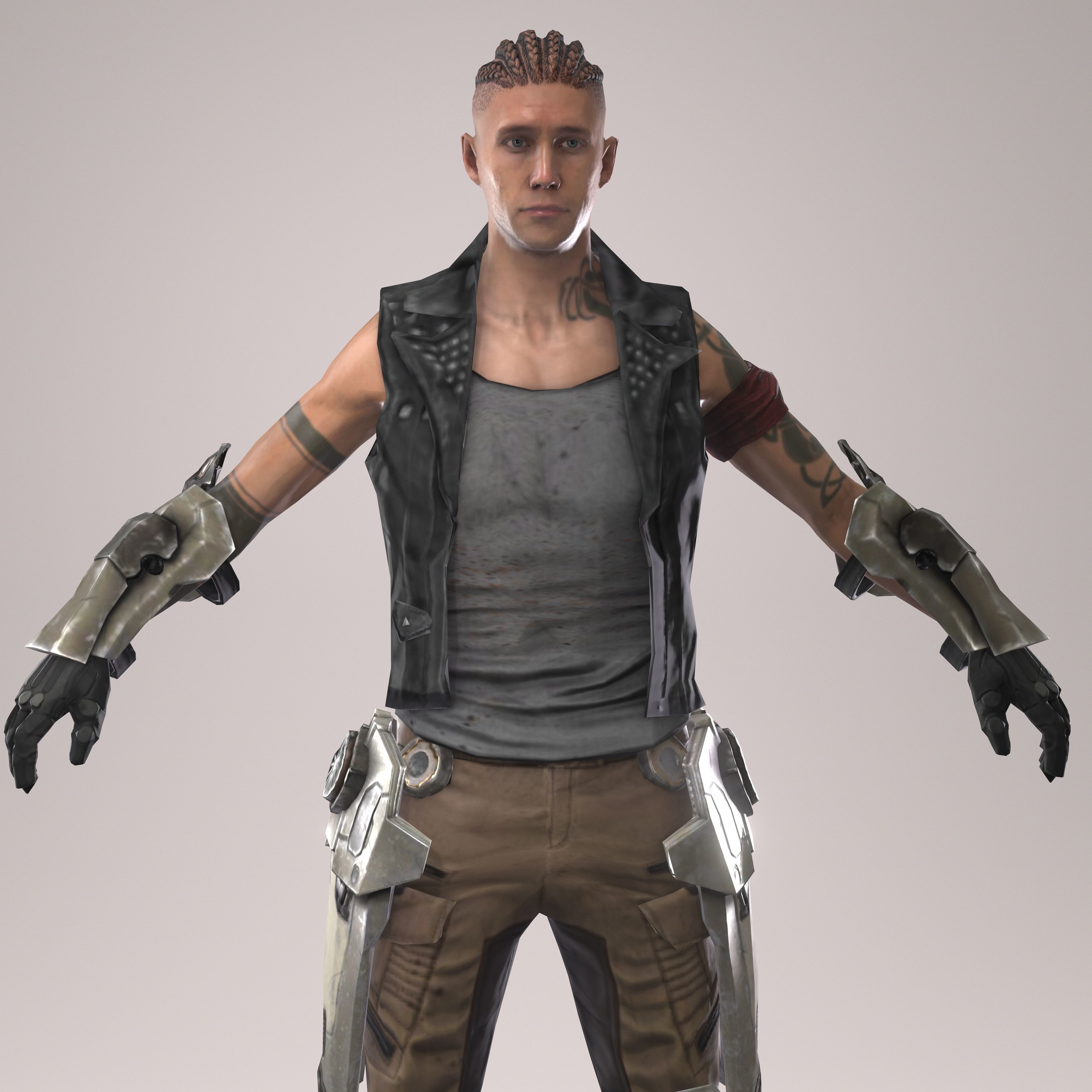 male1-6 man in armor Free 3D model_4