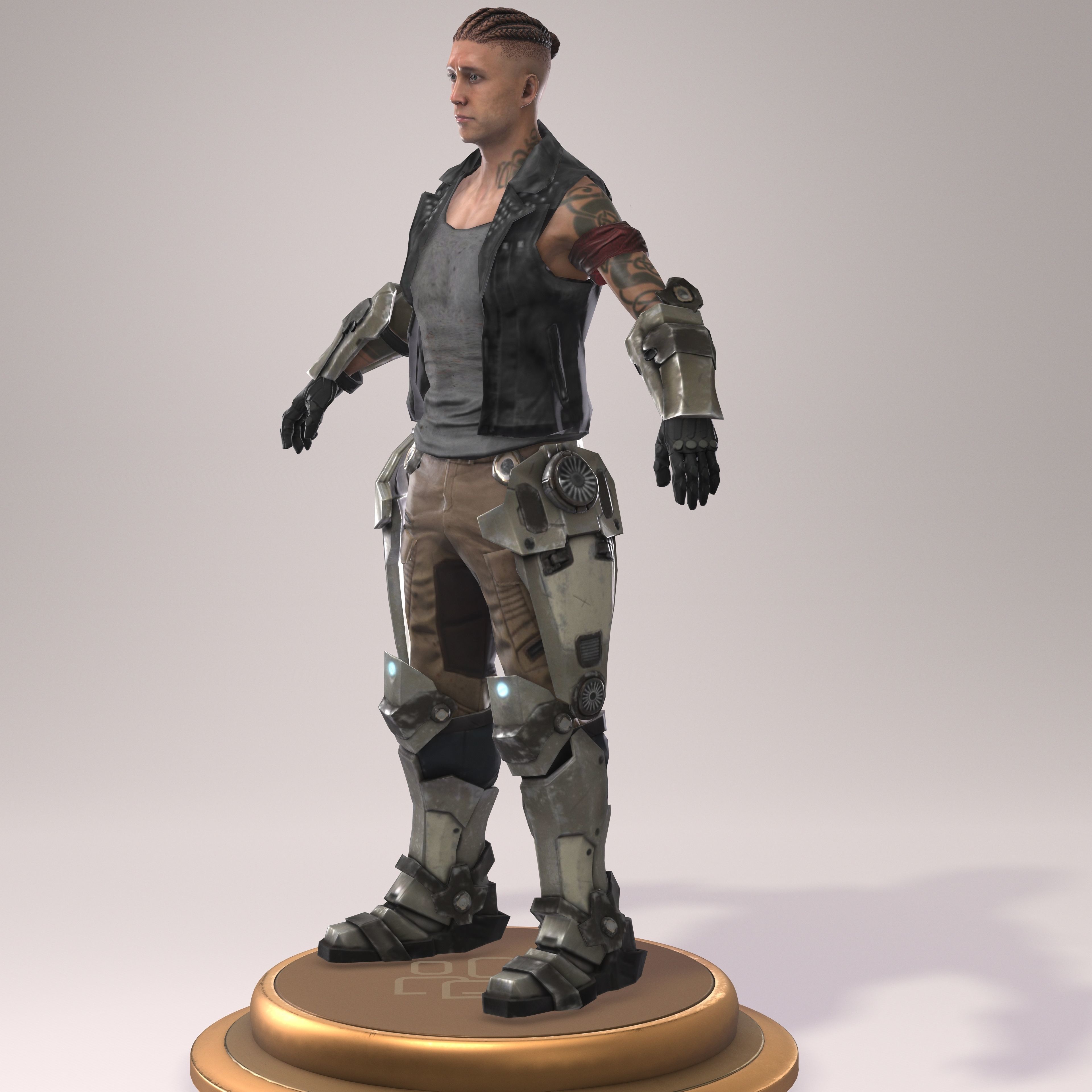male1-6 man in armor Free 3D model_3
