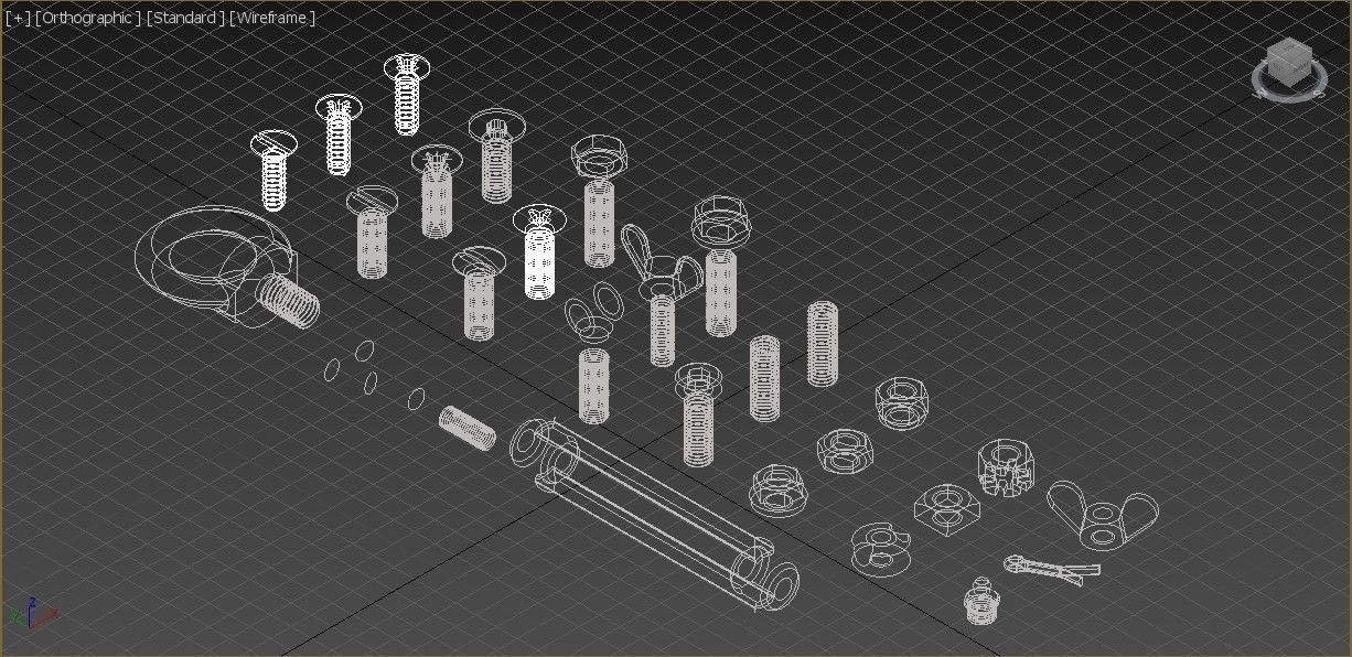 Bolts And Nuts Pack Low-poly 3D model_2