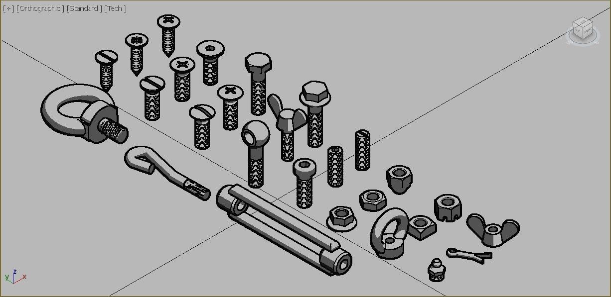 Bolts And Nuts Pack Low-poly 3D model_4