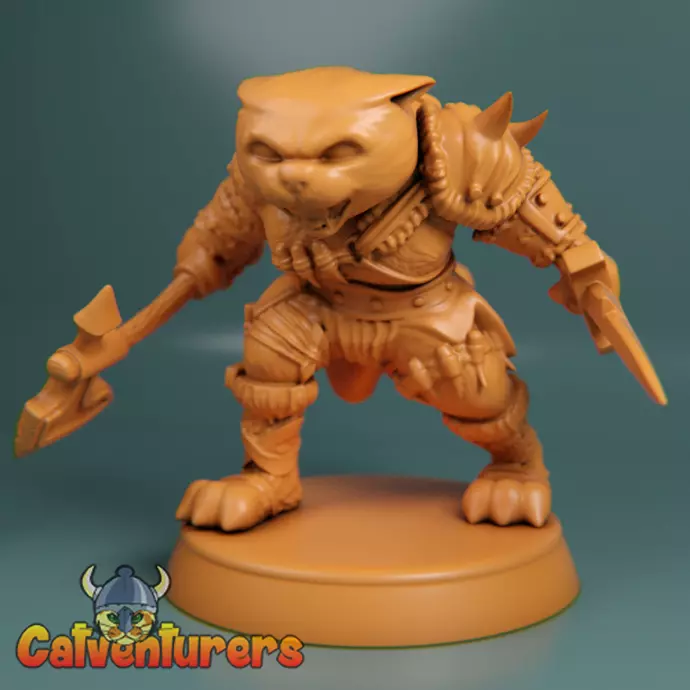 Feline Barbarian Warrior 3D print model