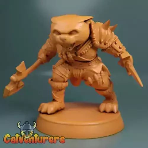 Feline Barbarian Warrior 3D print model