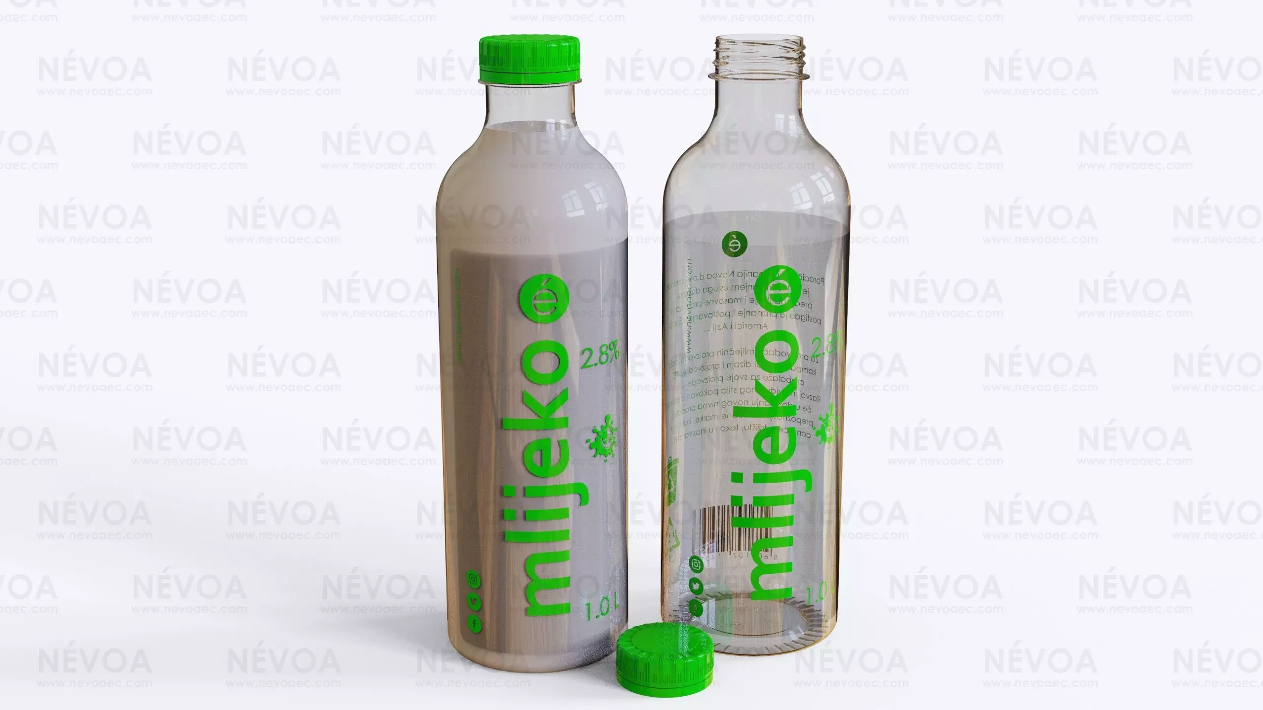 Milk bottle - Classic series 1000 ml 3D model
