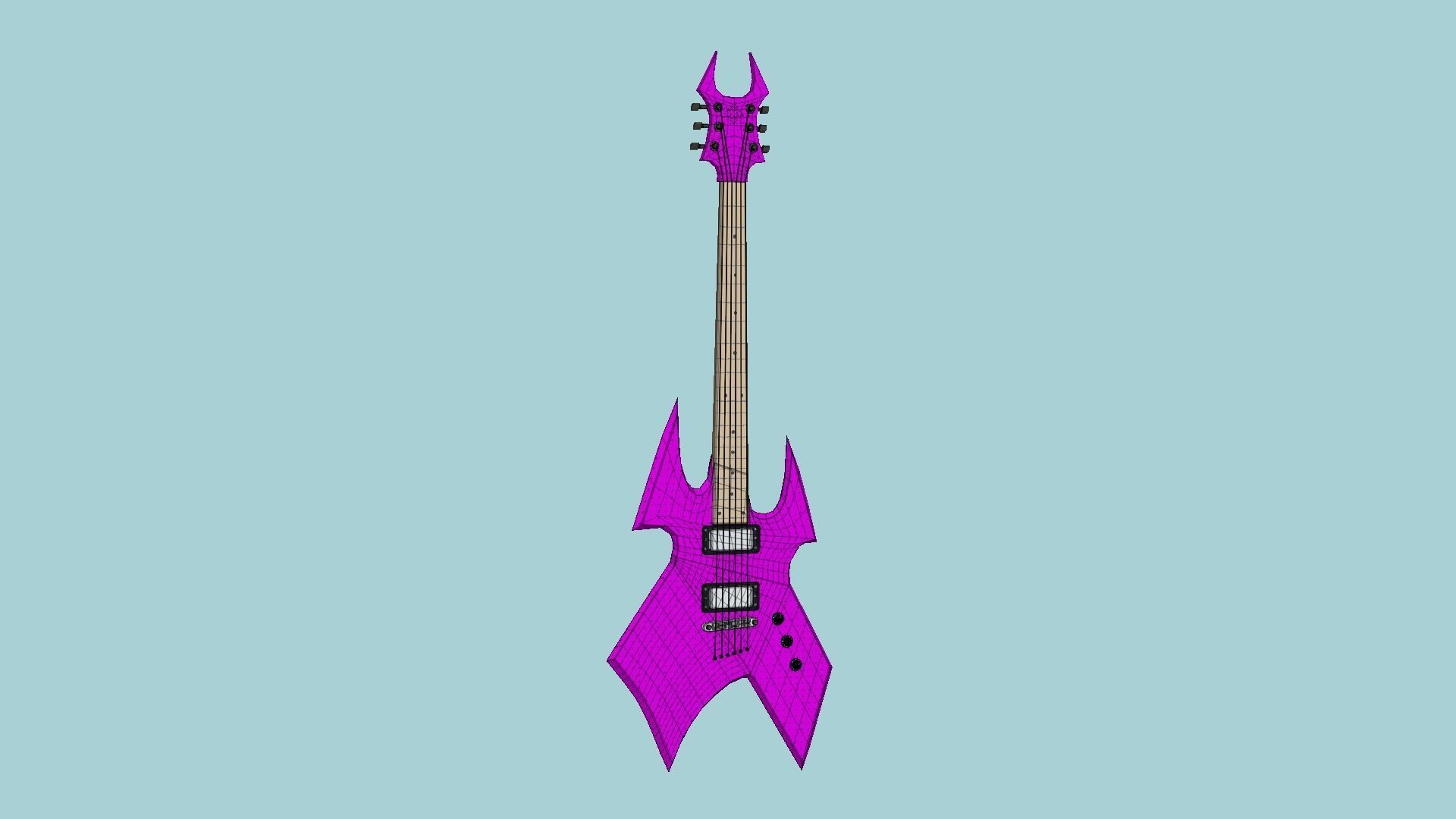 Electric Guitar H06 Pink - Music Instrument Design Low-poly 3D model_6