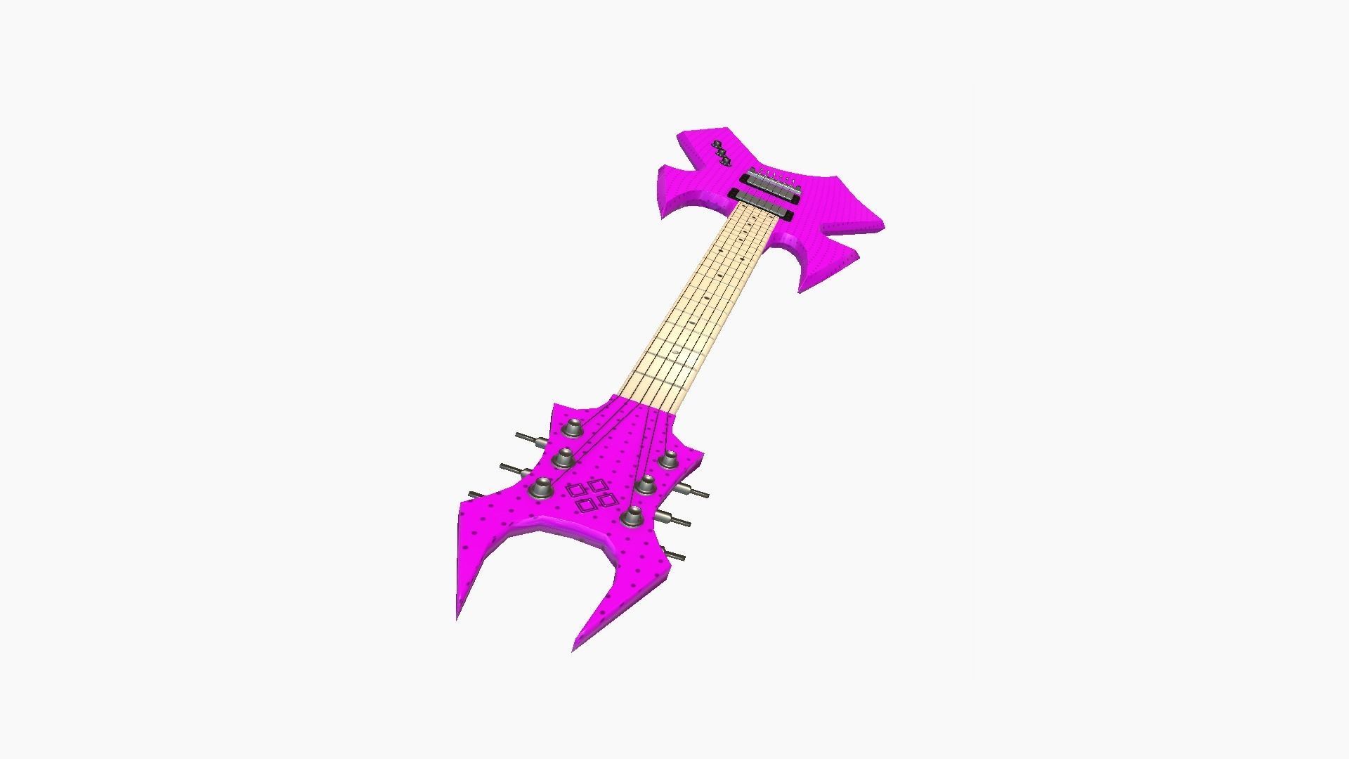 Electric Guitar H06 Pink - Music Instrument Design Low-poly 3D model_3