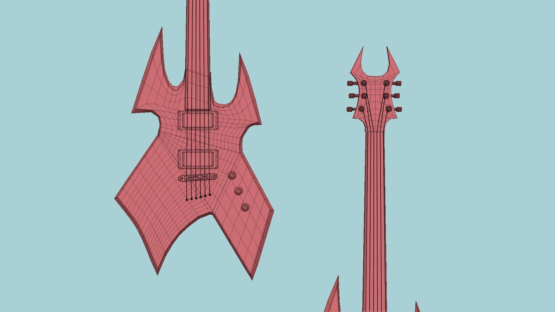 Electric Guitar H06 Pink - Music Instrument Design Low-poly 3D model_17