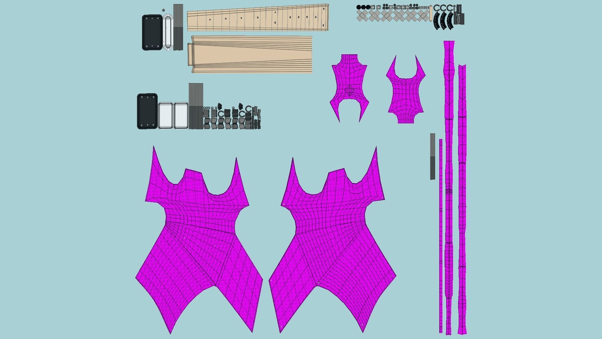 Electric Guitar H06 Pink - Music Instrument Design Low-poly 3D model_5