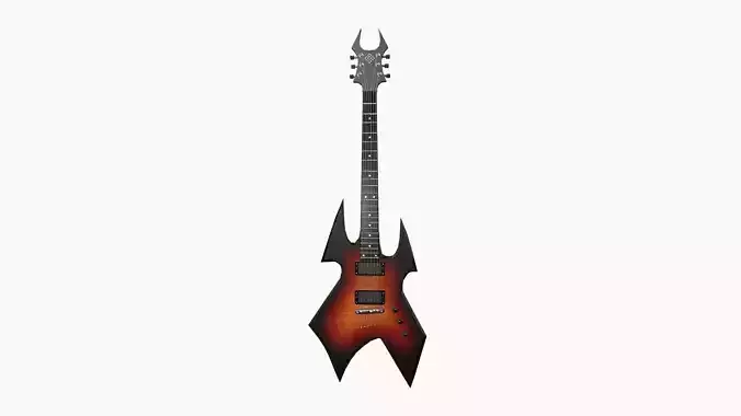 Electric Guitar H07 Dark Wood - Music Instrument Design Low-poly 3D model