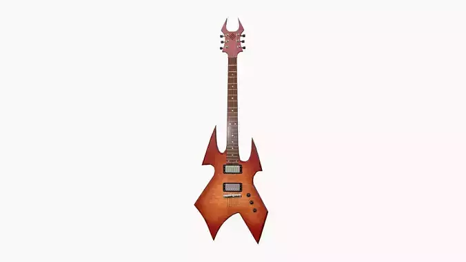 Electric Guitar H08 Red Wood - Music Instrument Design Low-poly 3D model