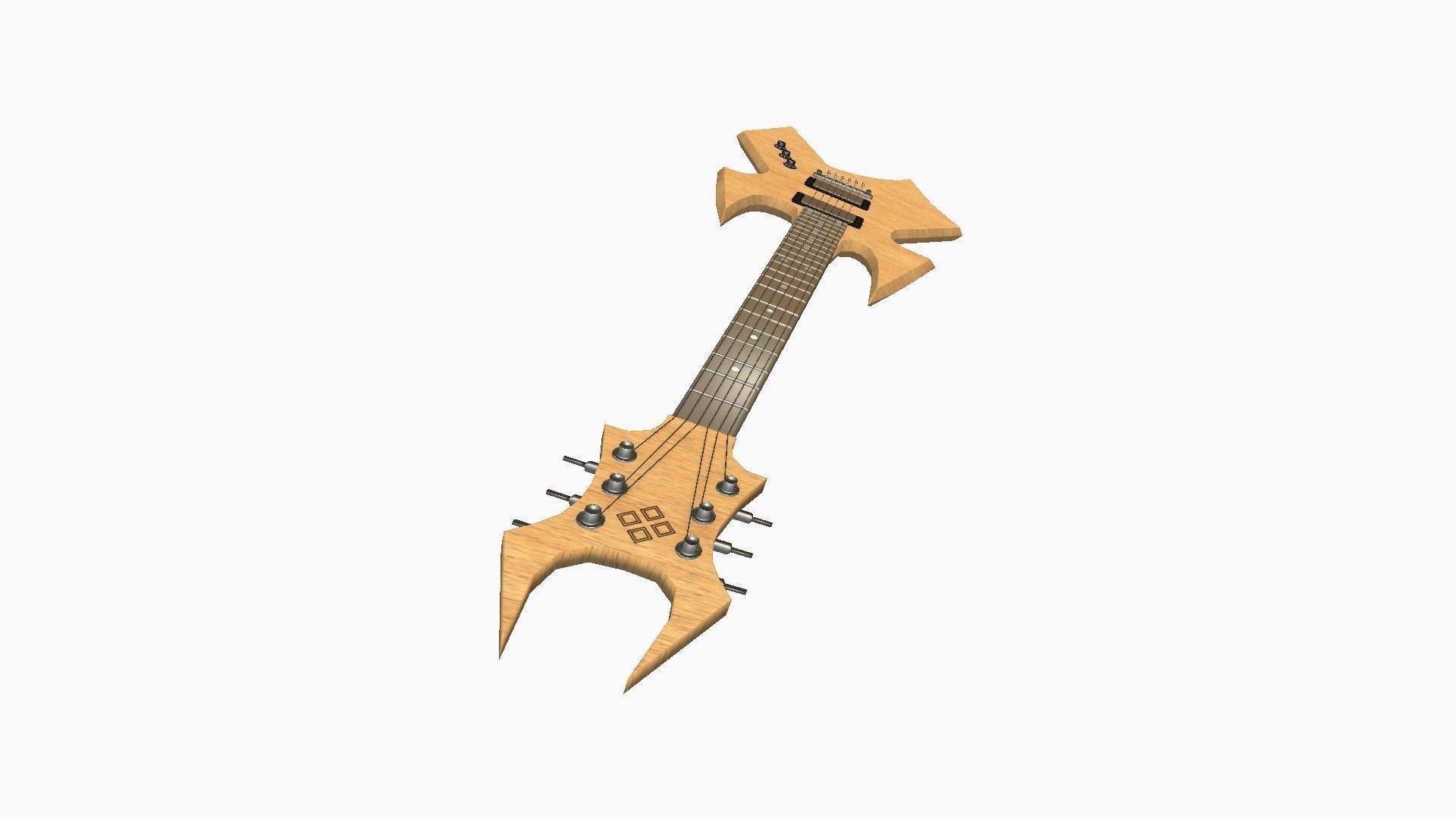 Electric Guitar H09 Light Wood - Music Instrument Design Low-poly 3D model_3