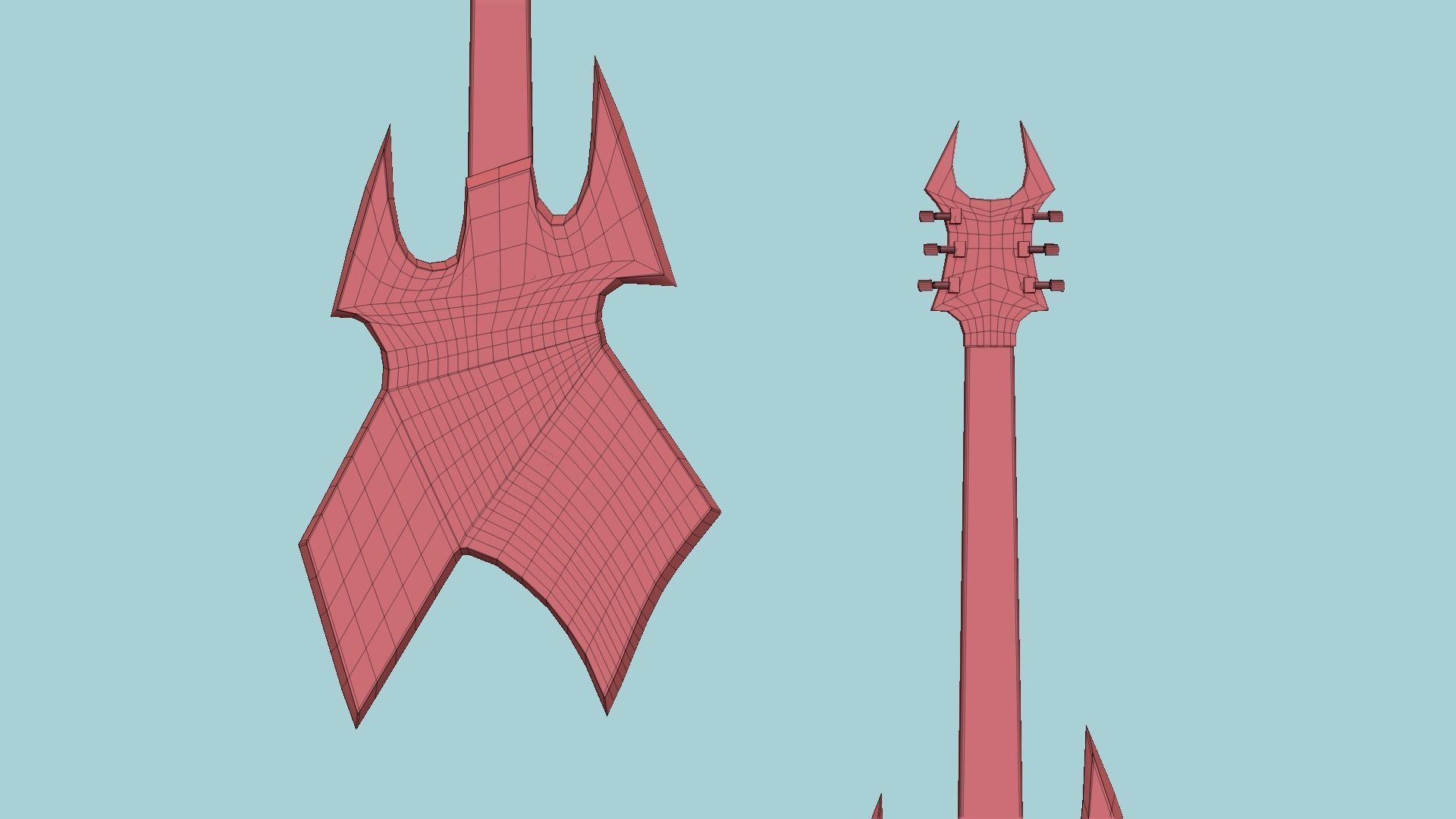 Electric Guitar H09 Light Wood - Music Instrument Design Low-poly 3D model_18