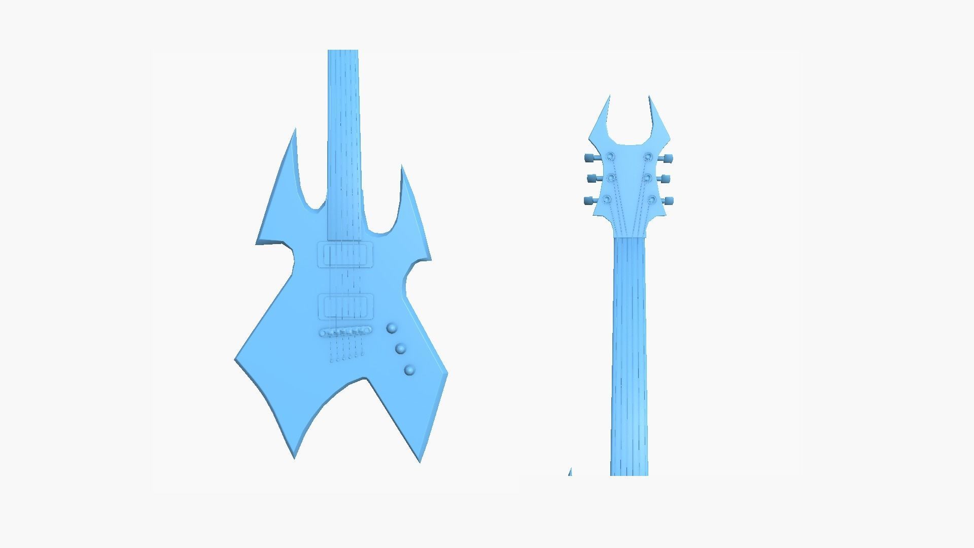 Electric Guitar H09 Light Wood - Music Instrument Design Low-poly 3D model_12