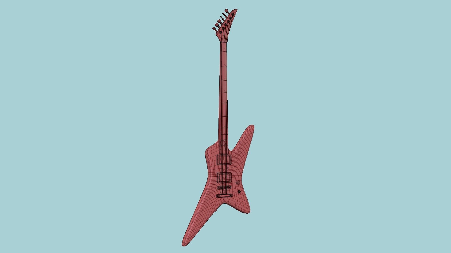 Electric Guitar I01 Red - Music Instrument Design Low-poly 3D model_16