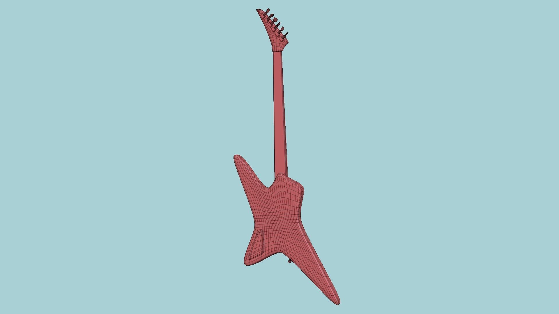 Electric Guitar I01 Red - Music Instrument Design Low-poly 3D model_17