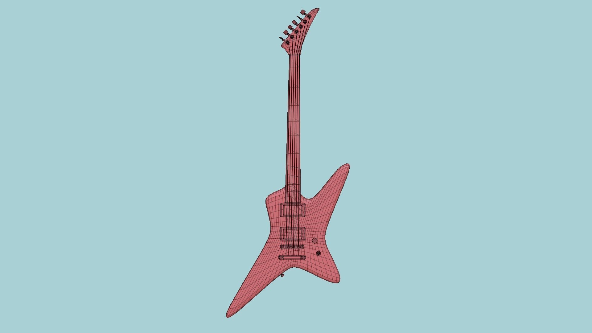 Electric Guitar I01 Red - Music Instrument Design Low-poly 3D model_15