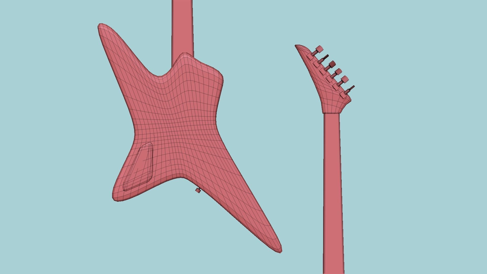 Electric Guitar I01 Red - Music Instrument Design Low-poly 3D model_19