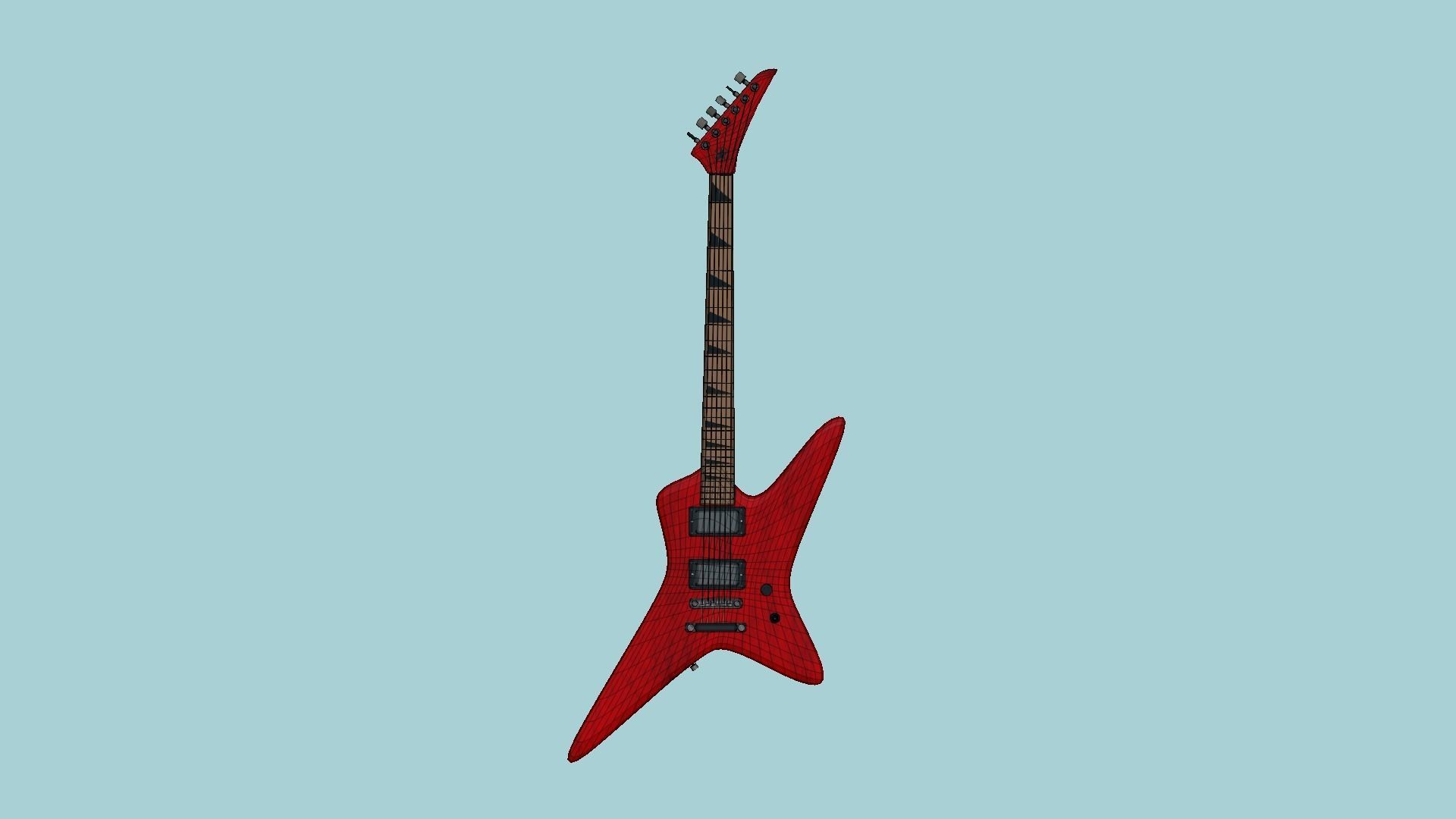 Electric Guitar I01 Red - Music Instrument Design Low-poly 3D model_6