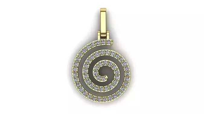 Spiral 15 mm Diamond Line Pendant