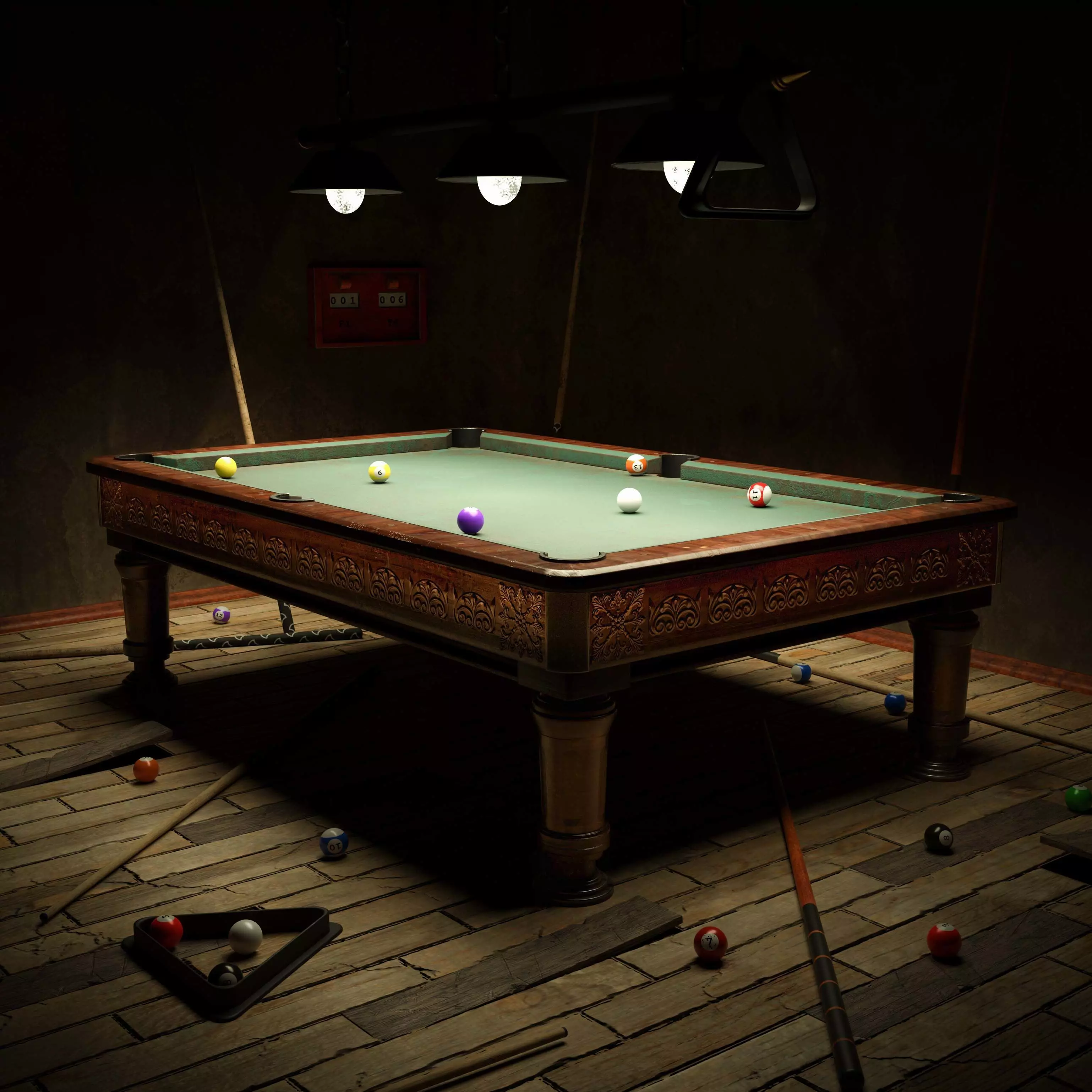 billiards table Low-poly 3D model