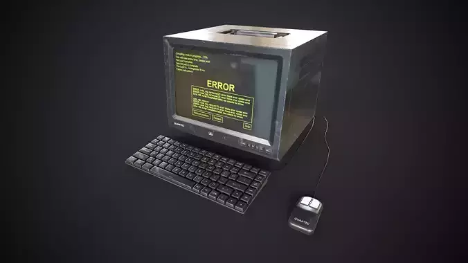 Old portable computer Low-poly 3D model