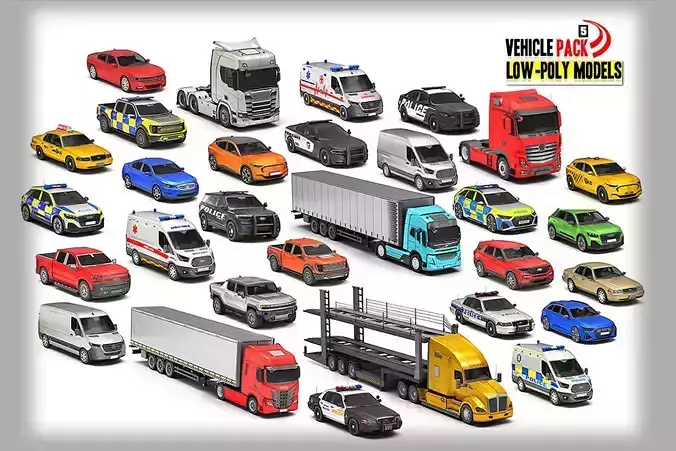 Vehicle-Pack-3 Low-poly 3D model