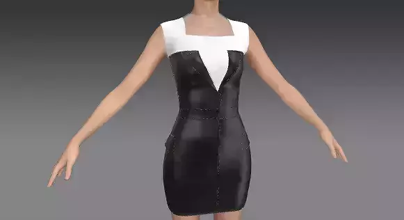 JACKET DRESS BLOUSE BLACK AND WHITE COLOR BLOCK