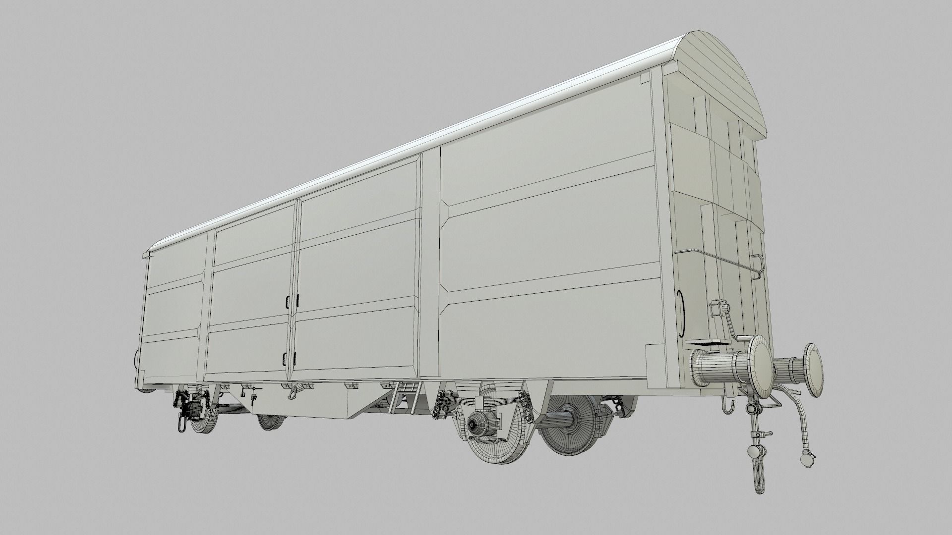 Railroad Car Low-poly 3D model_5