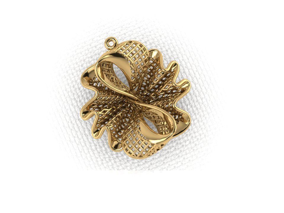 pendant30 gold plated flower brooch 3D print model_18