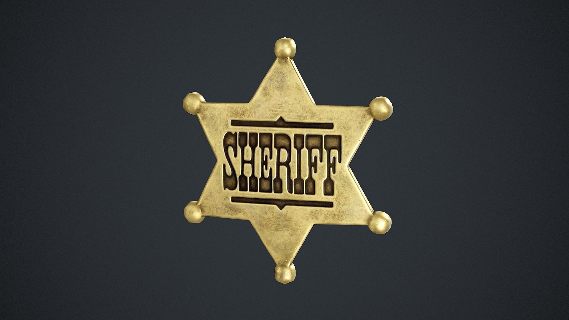 Sheriff Badge Low-poly 3D model_1