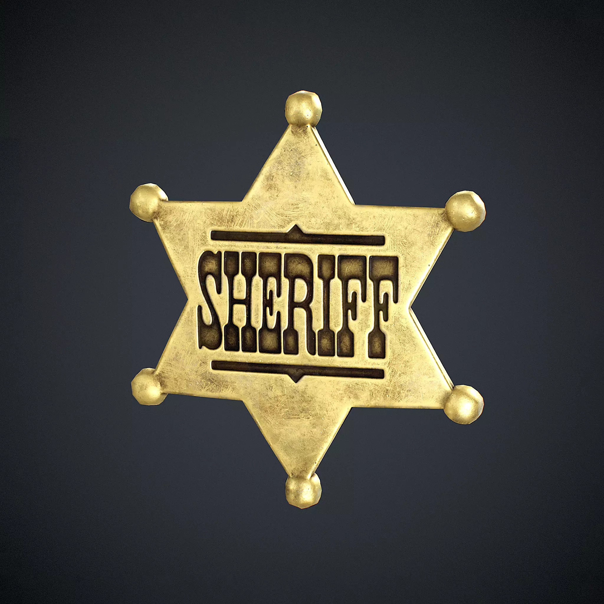 Sheriff Badge Low-poly 3D model_0