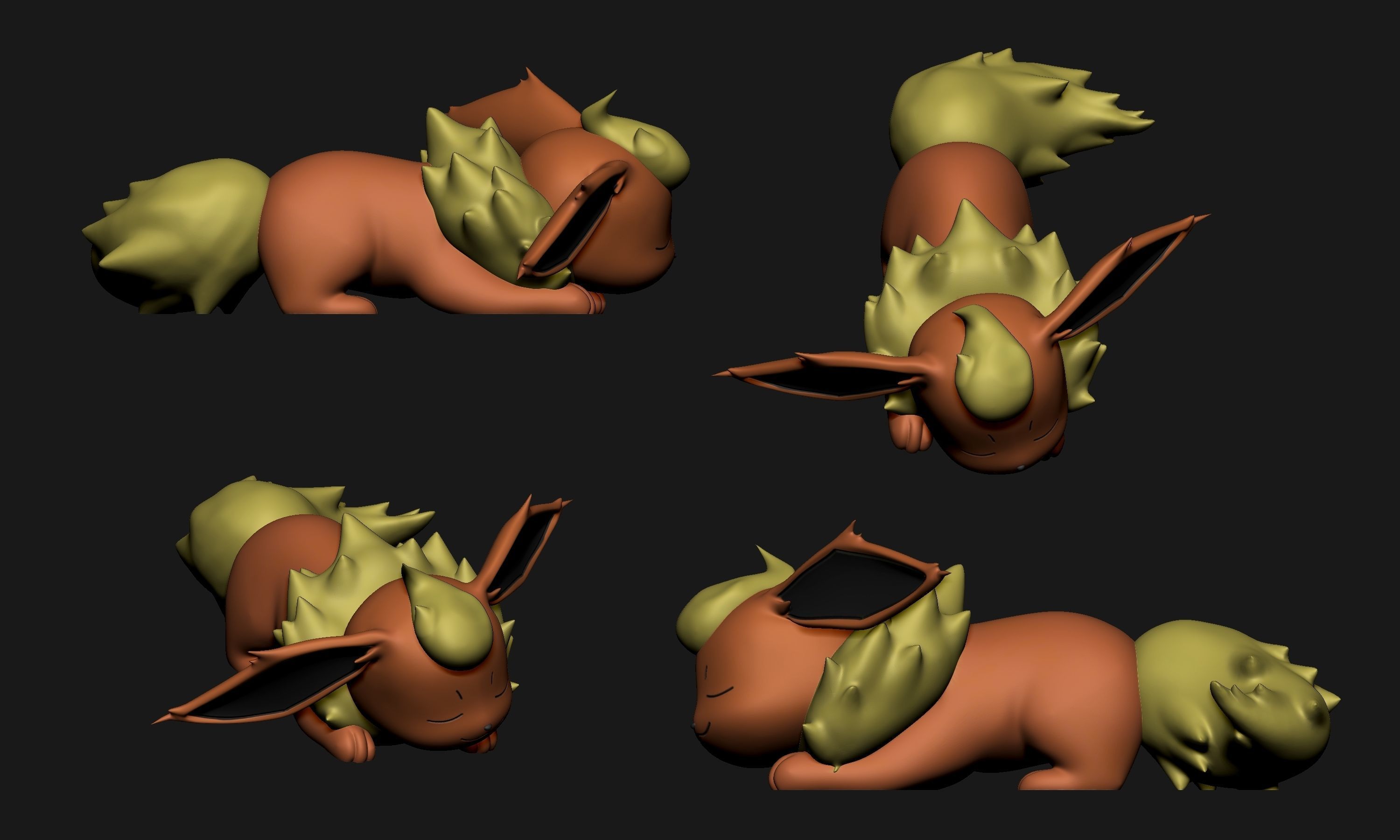 Pokemon - Sleeping Flareon 3D print model_3