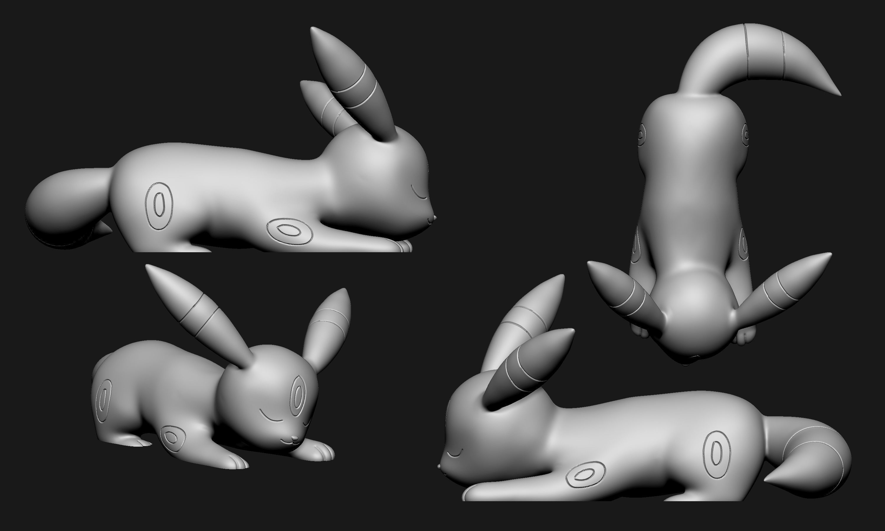 Pokemon - Sleeping Umbreon 3D print model_6
