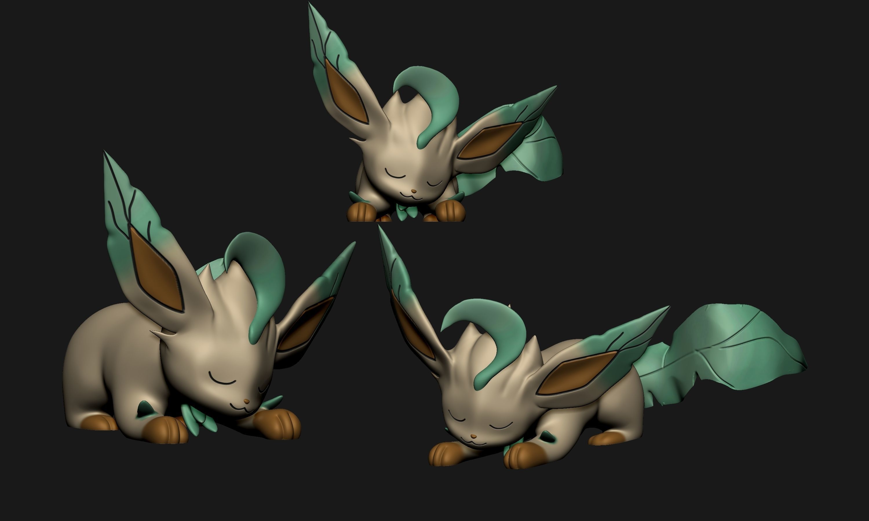 Pokemon - Sleeping Leafeon 3D print model_2