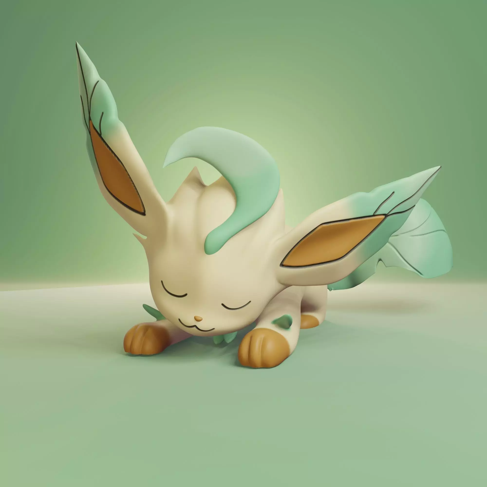 Pokemon - Sleeping Leafeon 3D print model_0