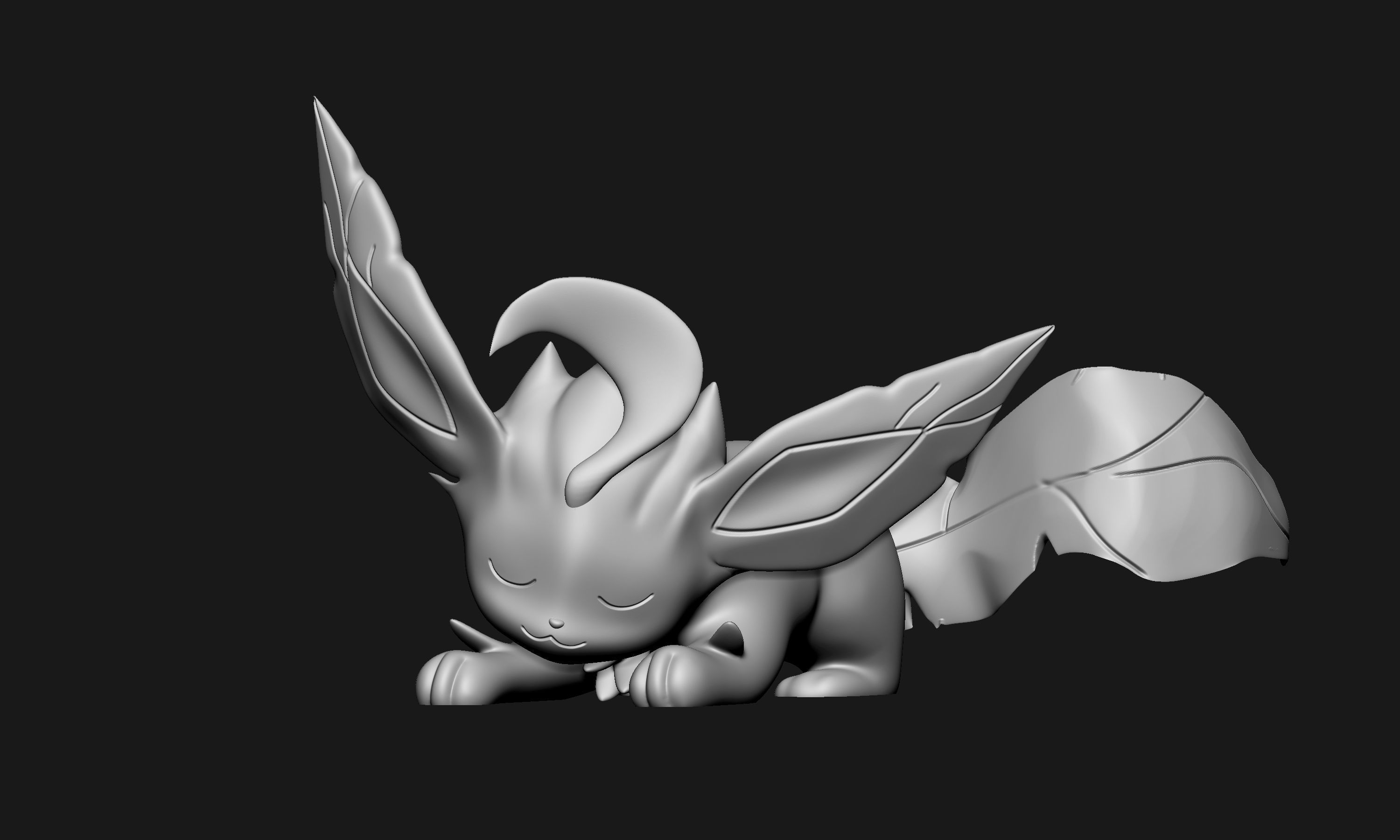 Pokemon - Sleeping Leafeon 3D print model_5