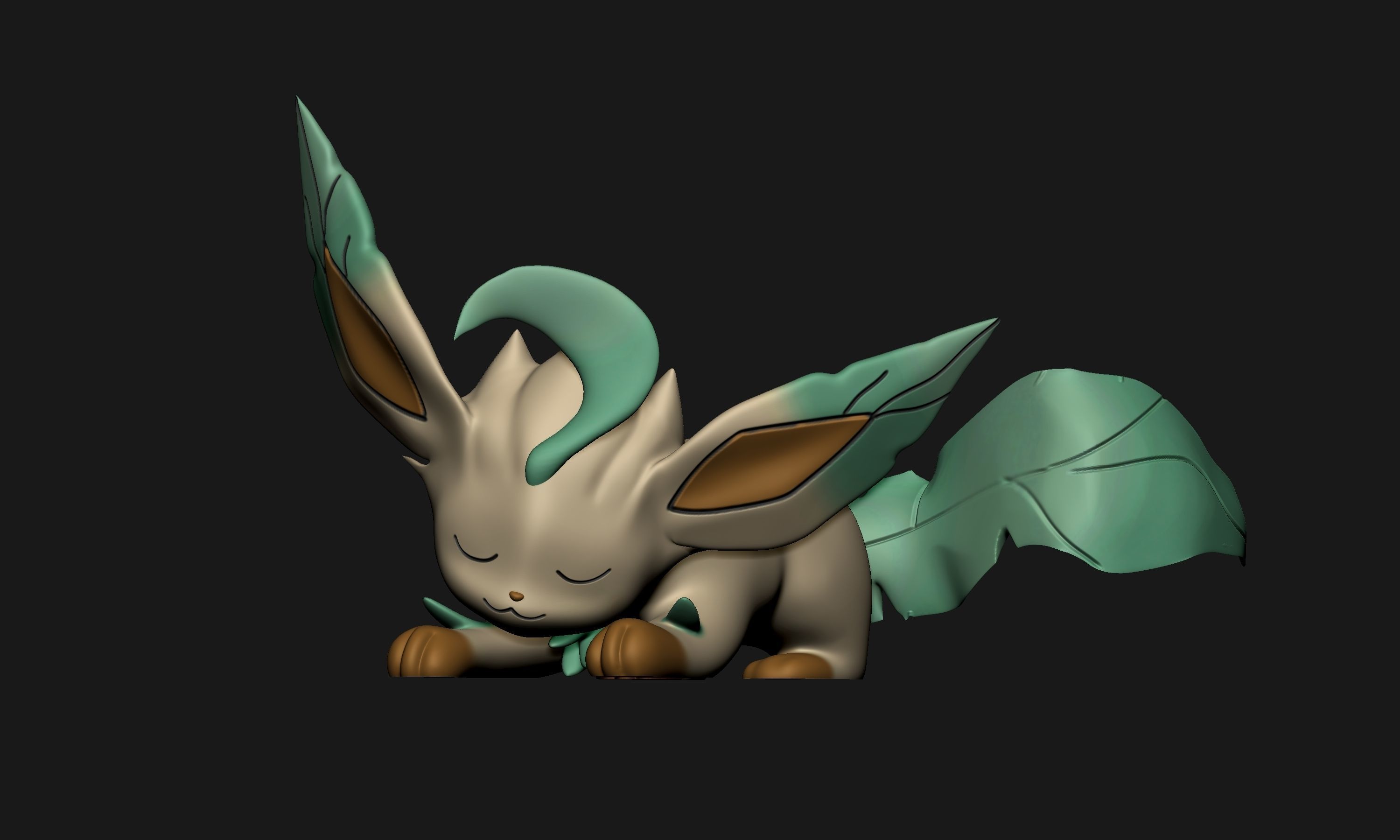 Pokemon - Sleeping Leafeon 3D print model_1
