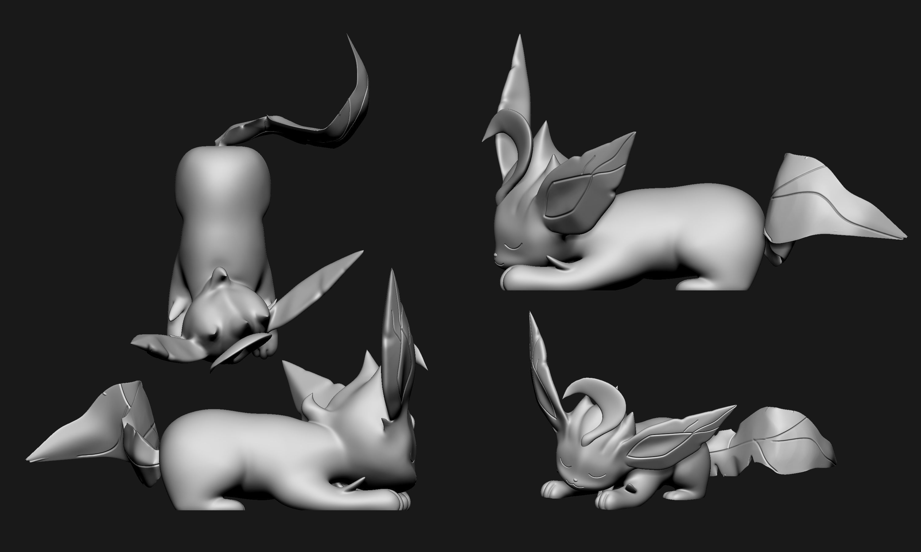 Pokemon - Sleeping Leafeon 3D print model_6