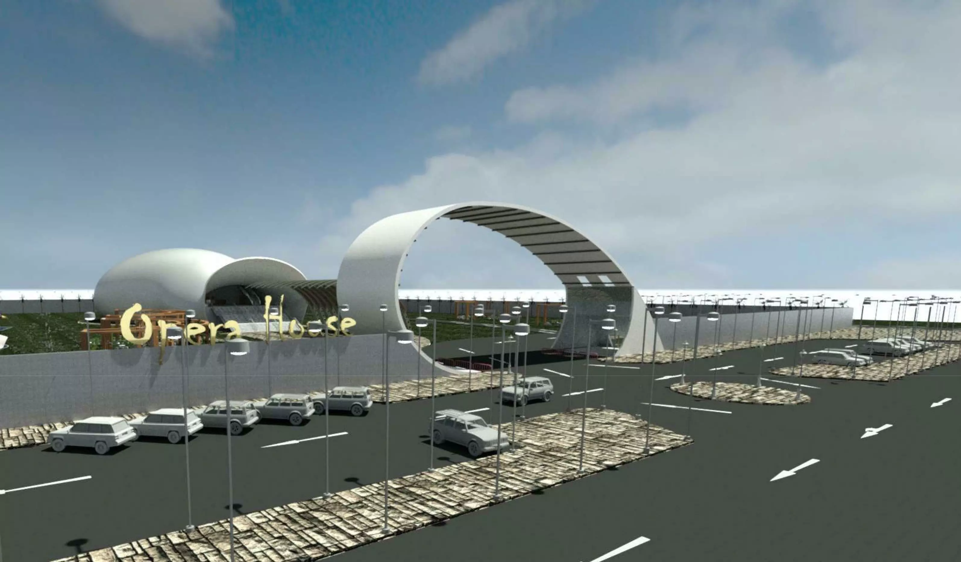 Edificio Casa Opera Low-poly 3D model_0