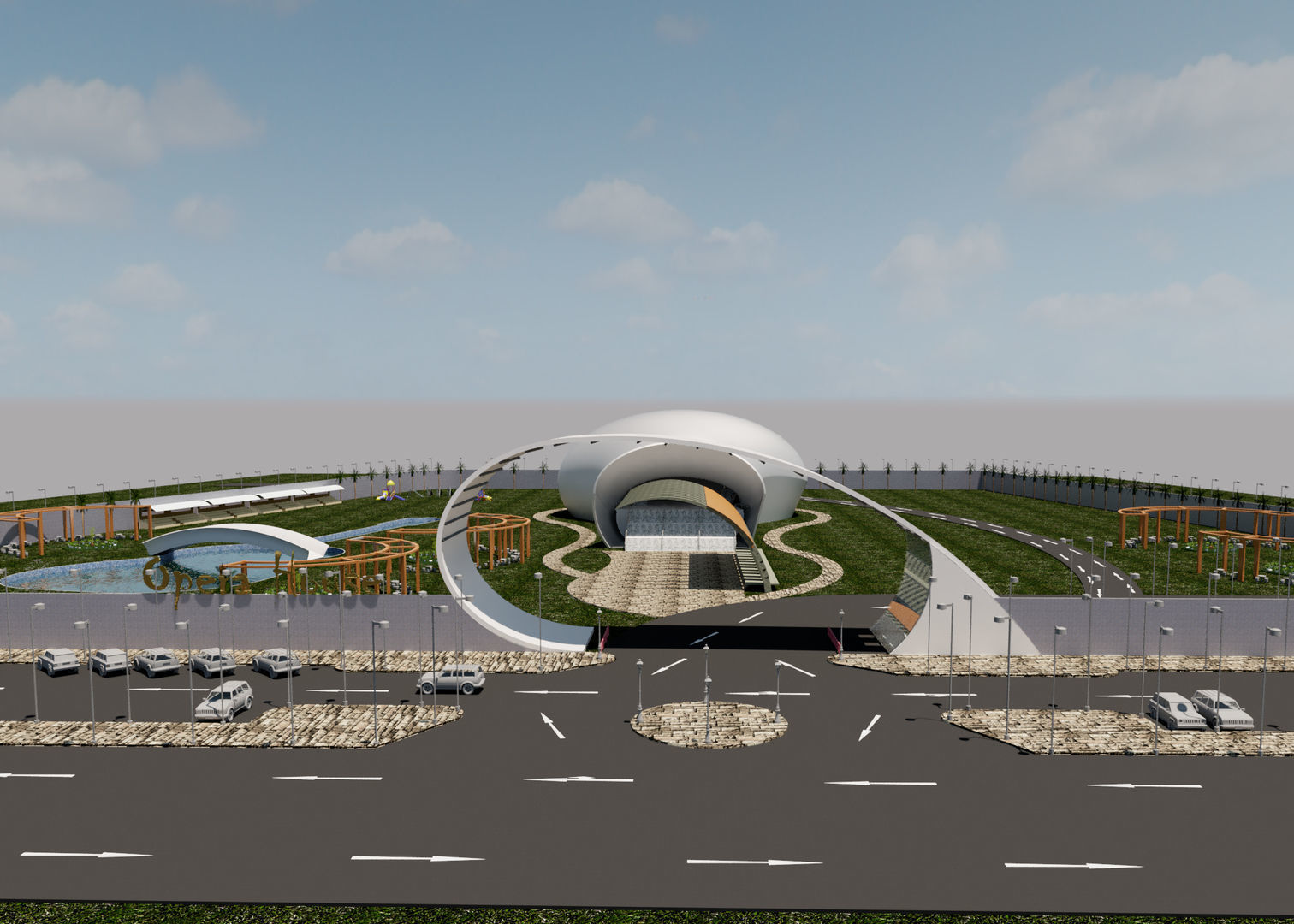 Edificio Casa Opera Low-poly 3D model_9