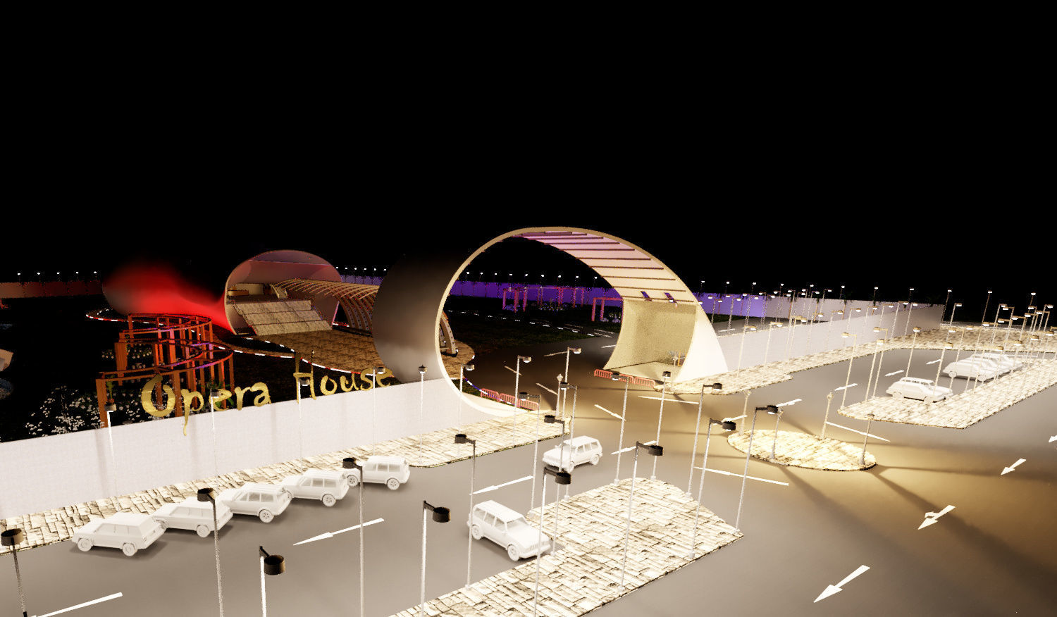 Edificio Casa Opera Low-poly 3D model_8