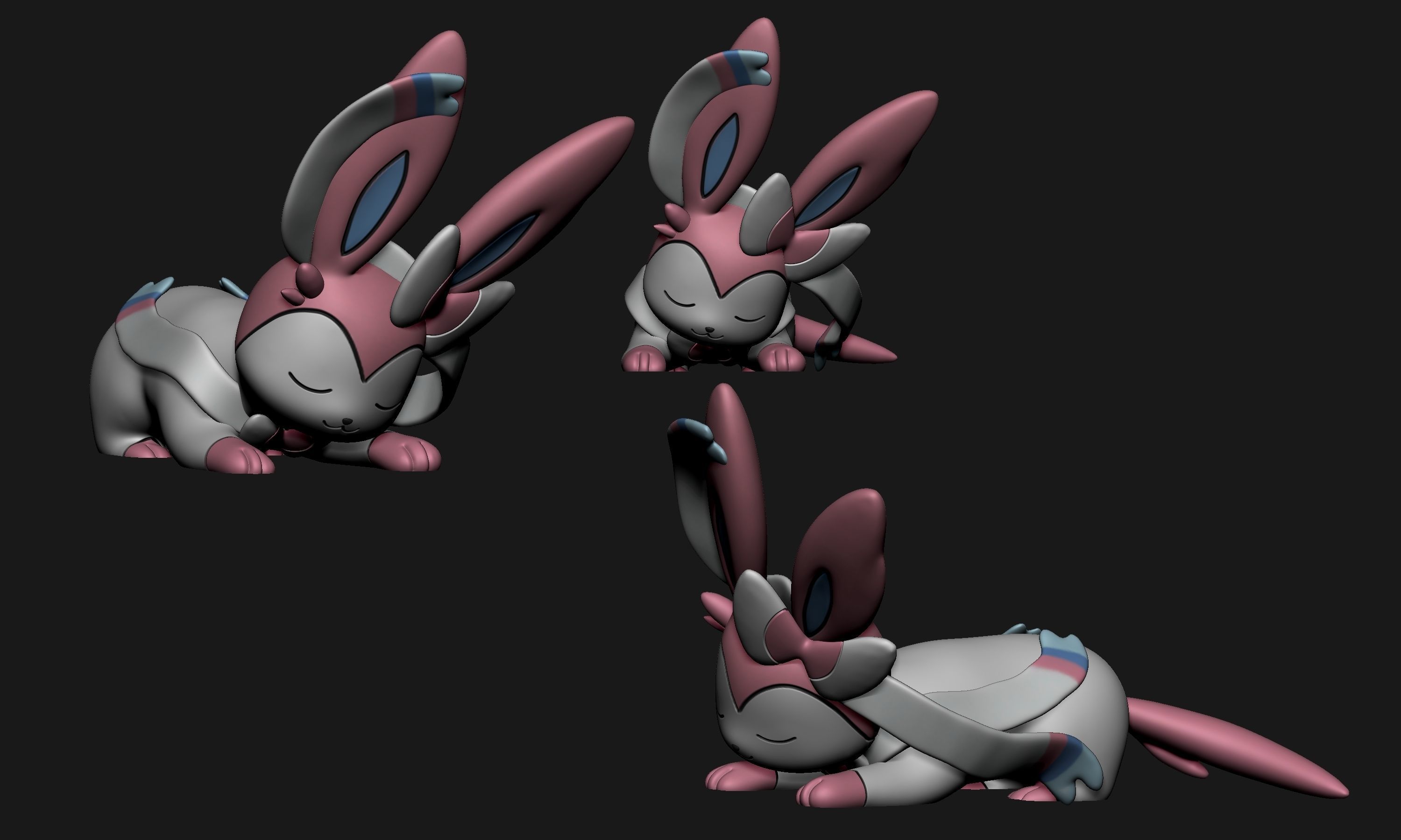 Pokemon - Sleeping Eeveelutions 3D print model_26