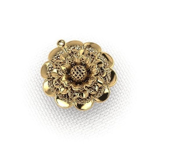 pendant29 ornate gold flower locket 3D print model