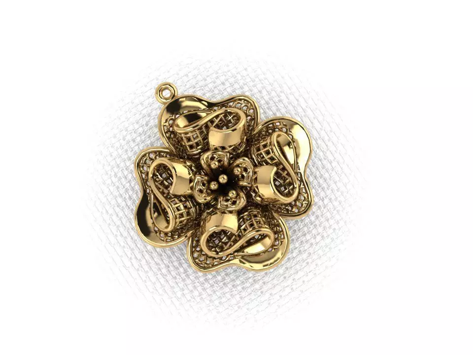 pendant28 gold plated flower pendant 3D print model